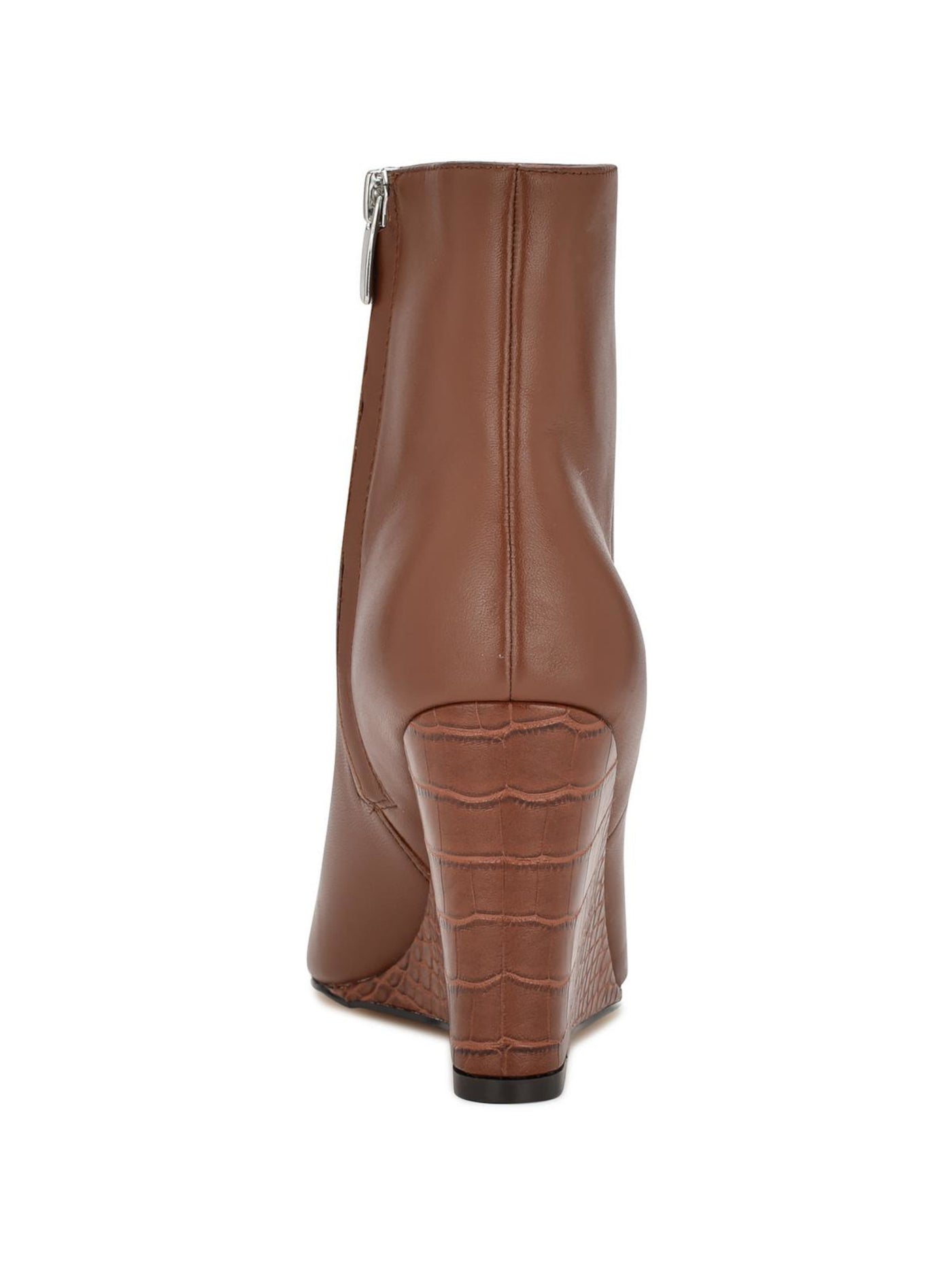 NINE WEST Womens Brown Snake Print Heel Padded Paes Pointed Toe Wedge Zip-Up Leather Dress Booties 5.5 M