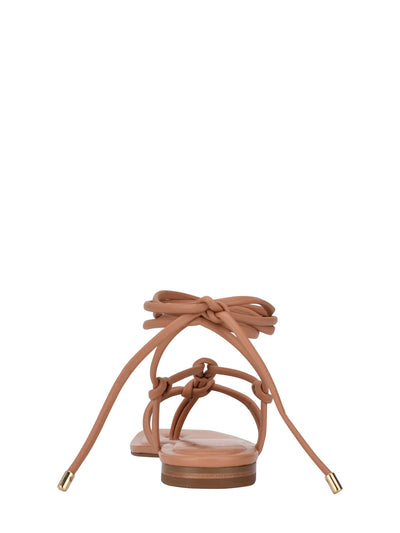 MARC FISHER Womens Brown Strappy Padded Falina Square Toe Lace-Up Thong Sandals Shoes 5.5 M