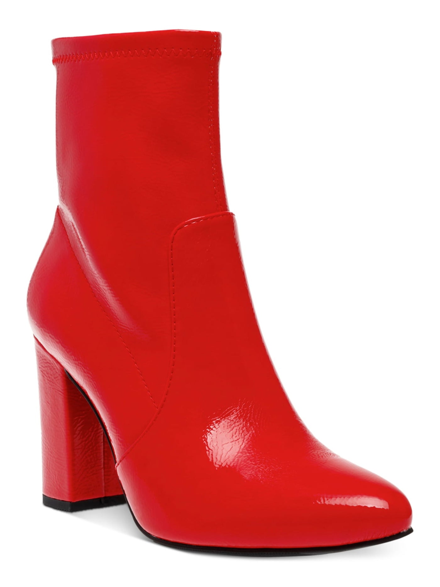 WILD PAIR Womens Red Padded Slip Resistant Becci Round Toe Block Heel Zip-Up Dress Booties 8 M