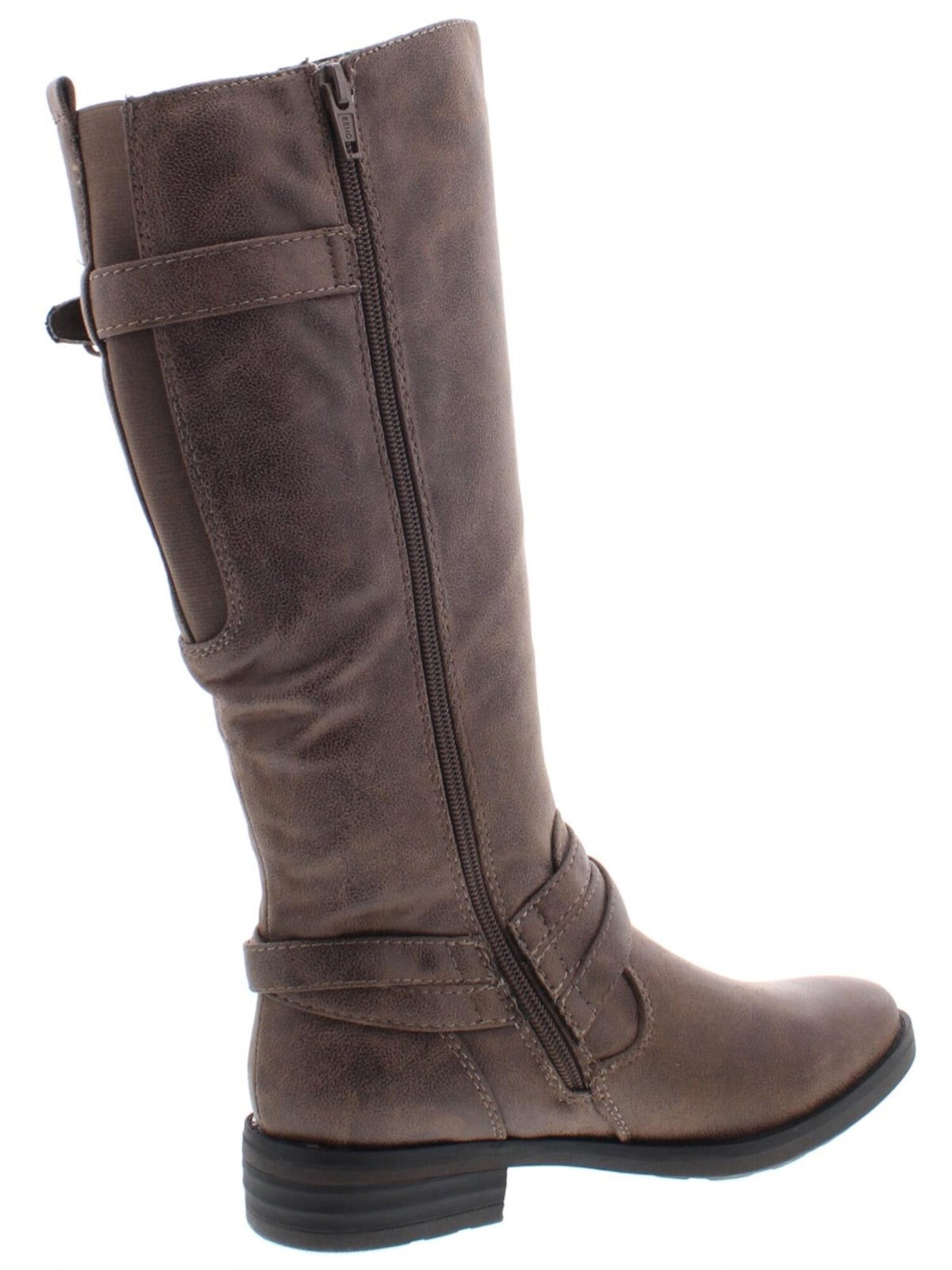 BARETRAPS Womens Brown Elastic Panel Buckle Accent Comfort Alysha Round Toe Block Heel Zip-Up Riding Boot 8.5 M WC