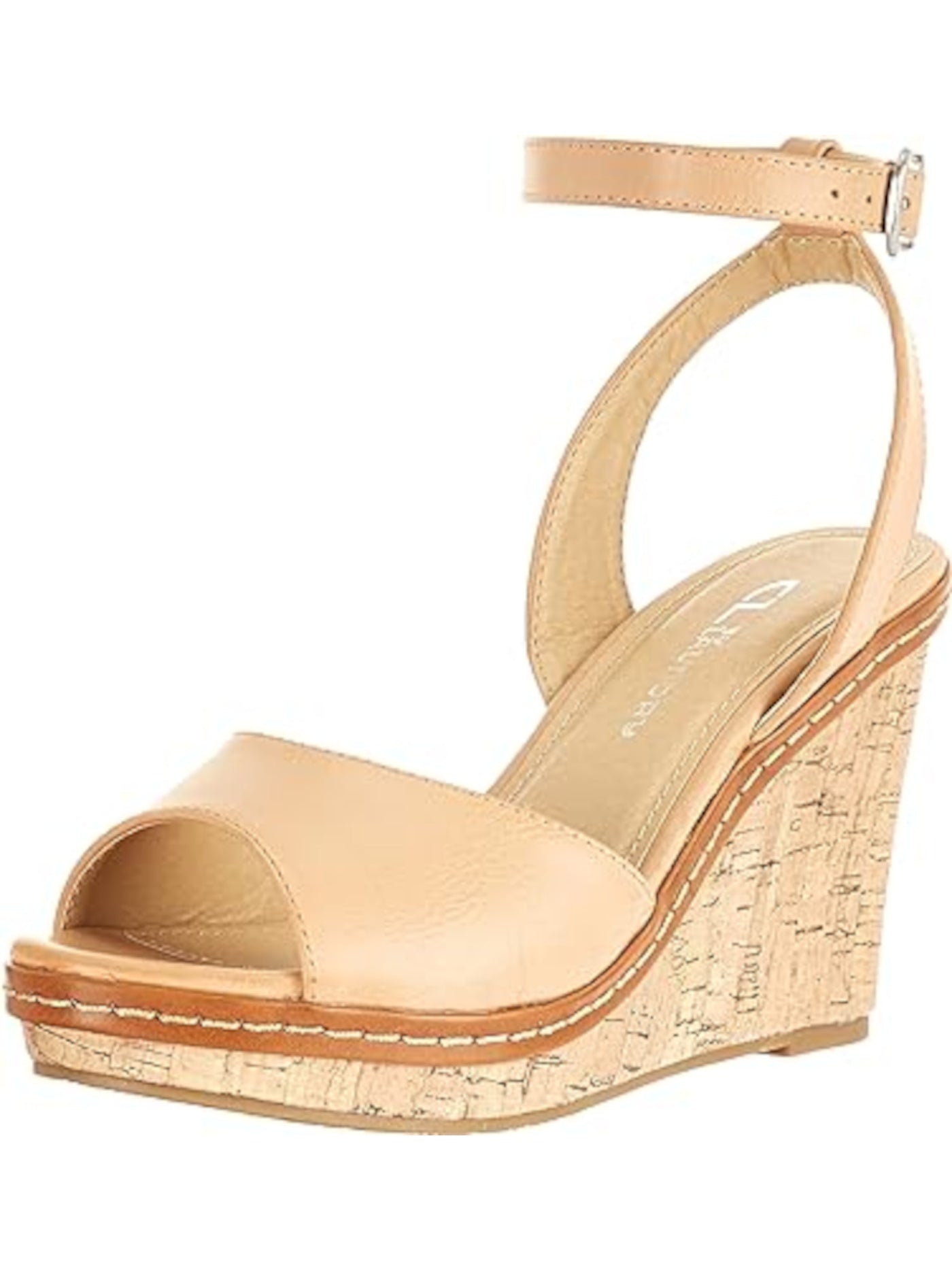CL BY LAUNDRY Womens Beige 1" Platform Adjustable Ankle Strap Booming Open Toe Wedge Buckle Dress Sandals Shoes 9