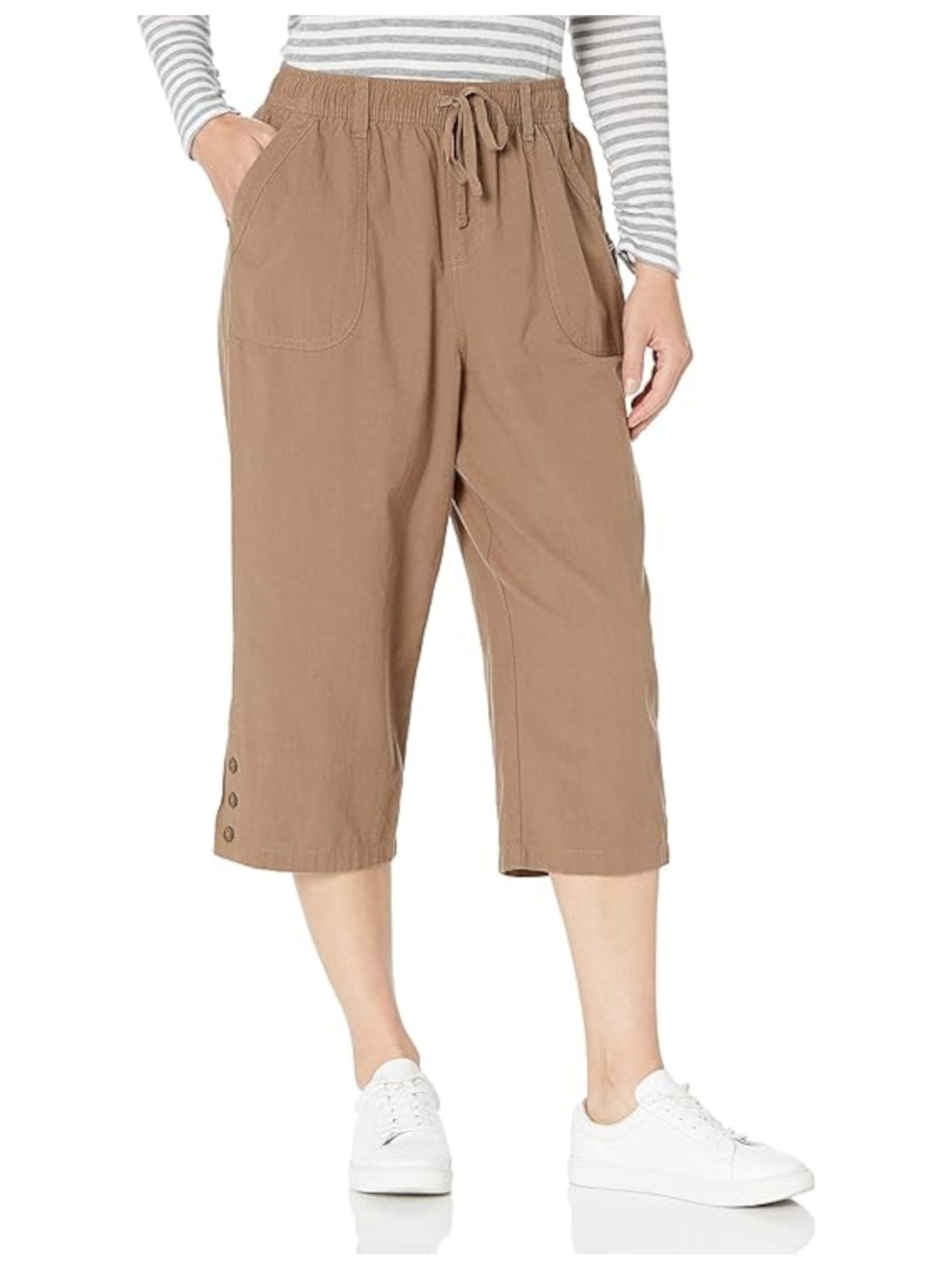 KAREN SCOTT Womens Brown Pocketed Drawstring Elastic Waist Capri Pants XS