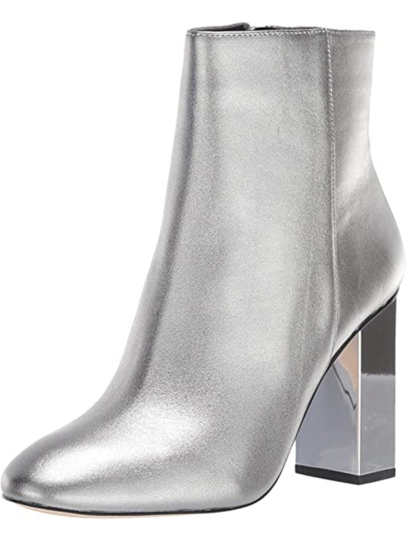 MICHAEL KORS Womens Silver Rhinestone Berkley Peep Toe Sculpted Heel Zip-Up Leather Dress Sandals Shoes 7 M