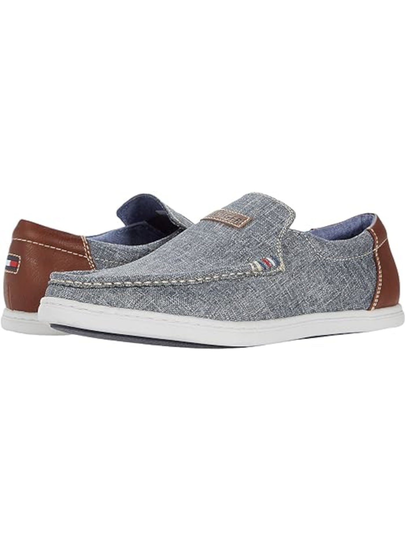 TOMMY HILFIGER Mens Gray Linen Cushioned Stretch Carlid Round Toe Slip On Sneakers Shoes 9.5 M