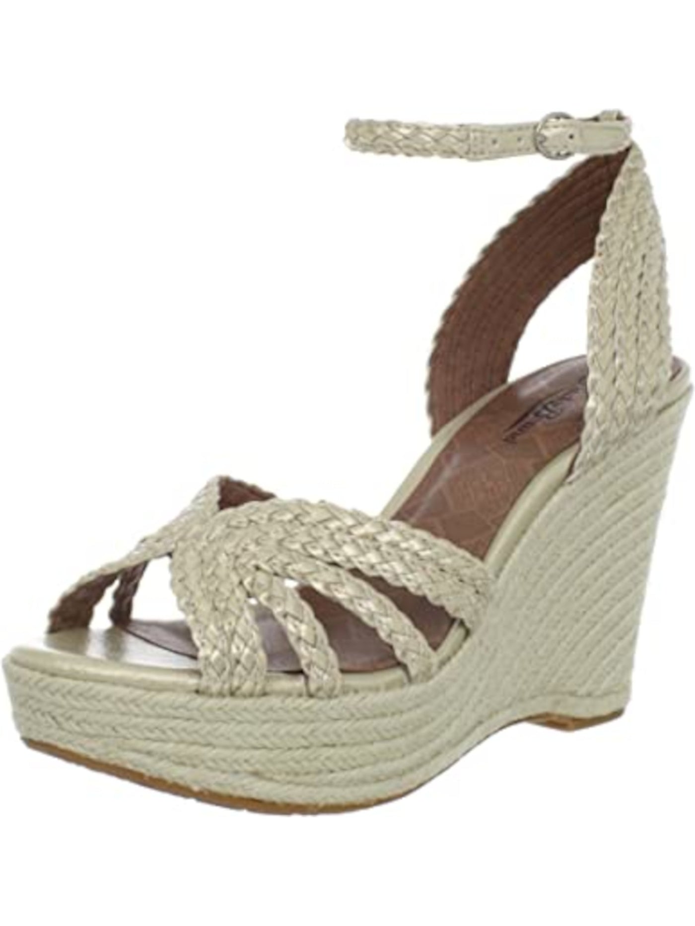 LUCKY BRAND Womens Beige 1-1/2" Platform Lainey Round Toe Wedge Buckle Espadrille Shoes 5.5