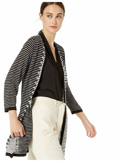 KASPER Womens Black Printed Open Cardigan Top S