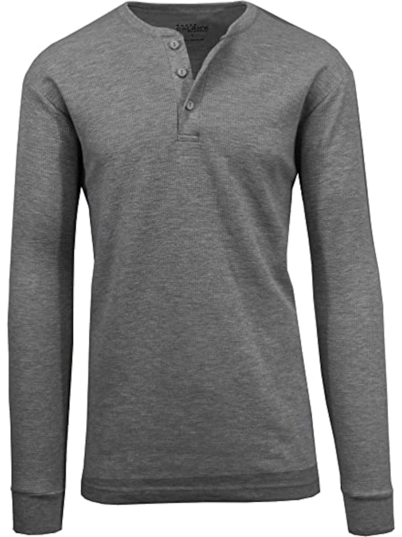 GALAXY Mens Gray Long Sleeve Stretch Henley Shirt S