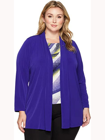 CALVIN KLEIN Womens Blue Open Cardigan T-Shirt Plus 3X