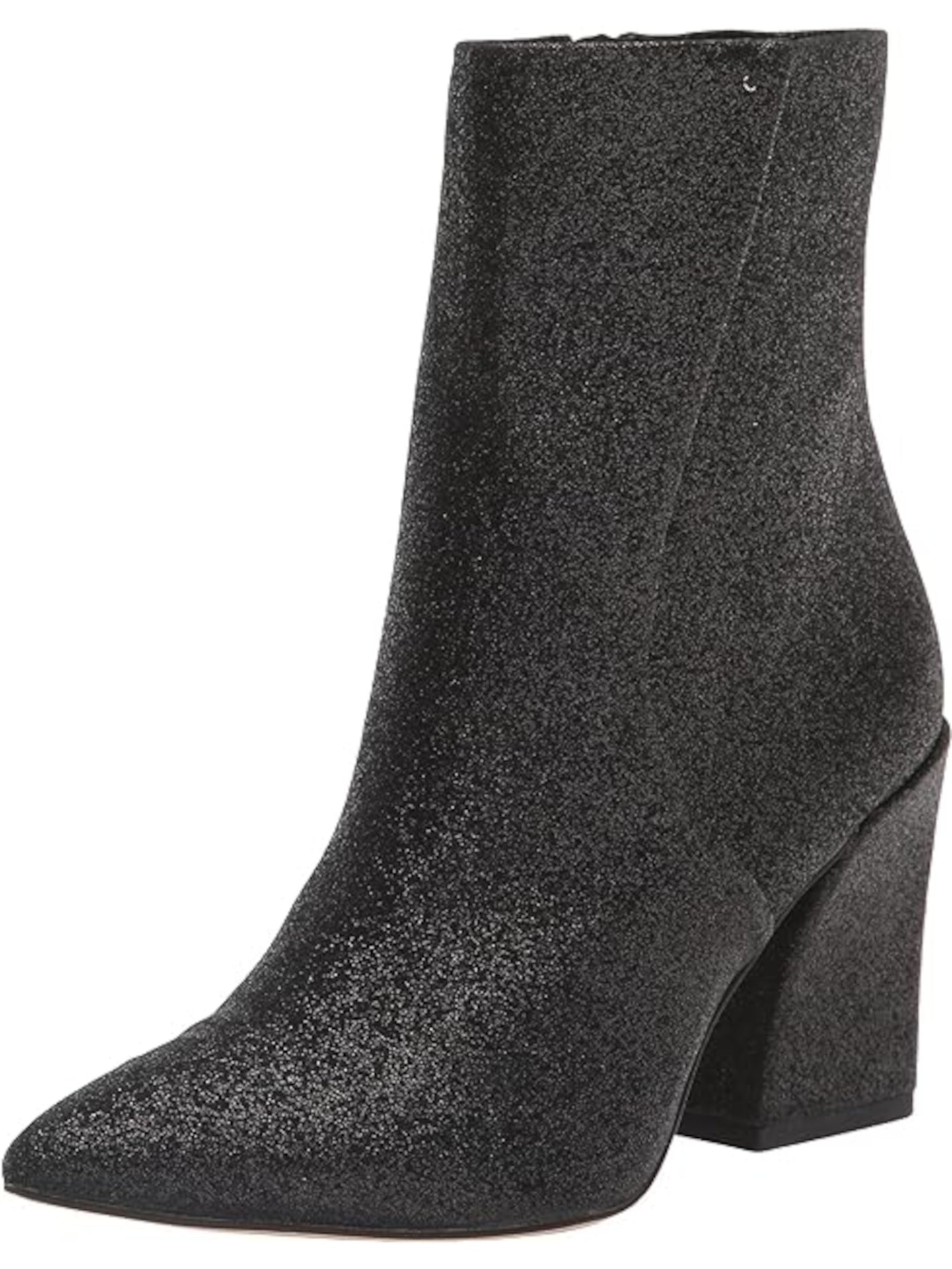 FRANCO SARTO Womens Black Padded Glitter Vesi Pointed Toe Block Heel Zip-Up Dress Booties 7.5 M