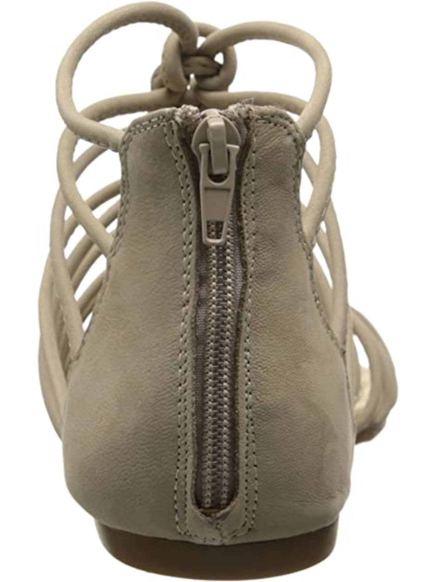 LUCKY BRAND Womens Beige Comfort Strappy Casmett Round Toe Zip-Up Leather Gladiator Sandals Shoes 7.5 M