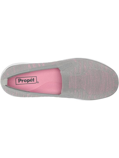 PROPET Womens Gray Mixed Knit Arch Support Padded Back Pull-Tab Breathable Removable Insole Travelfit Round Toe Wedge Slip On Sneakers Shoes 7.5 N
