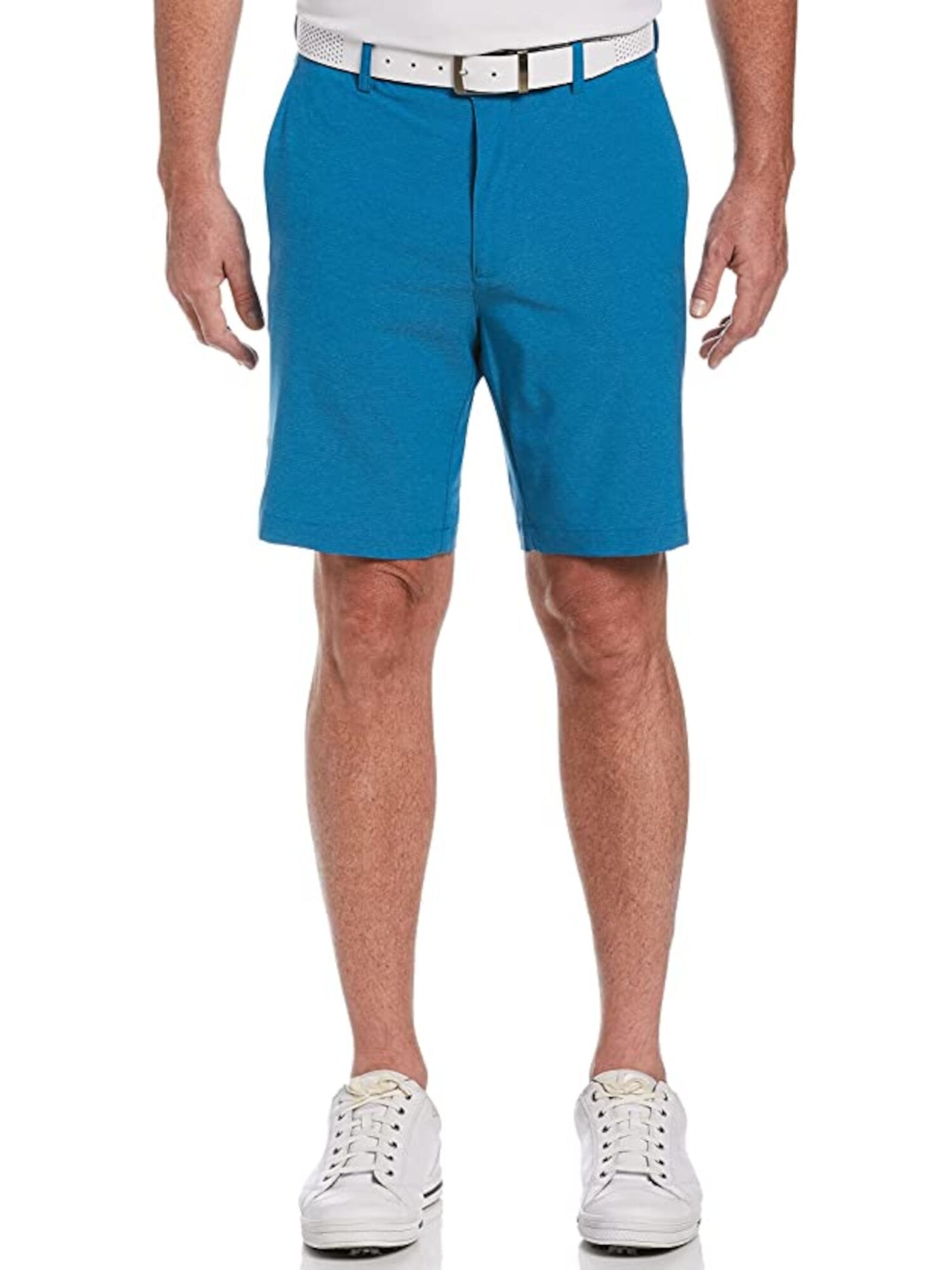 HYBRID APPAREL Mens Eco Dobby Blue Flat Front, Stretch, Moisture Wicking Shorts 34 Waist