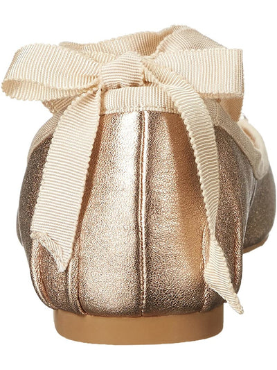 BADGLEY MISCHKA Womens Beige Rhinestone Cushioned Karter Round Toe Block Heel Lace-Up Leather Ballet Flats 6.5