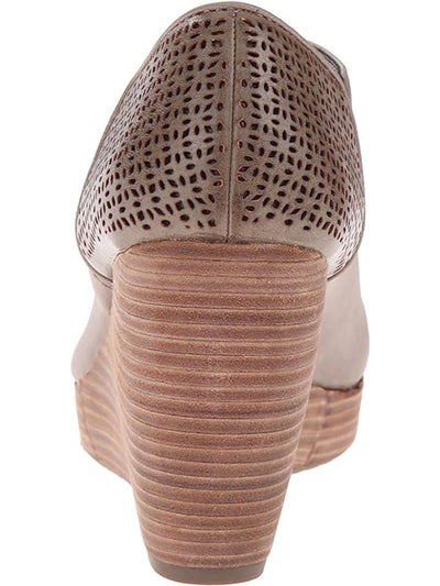 DR SCHOLLS Womens Beige Comfort Goring Perforated Harlow Round Toe Wedge Slip On Pumps Shoes 6 M