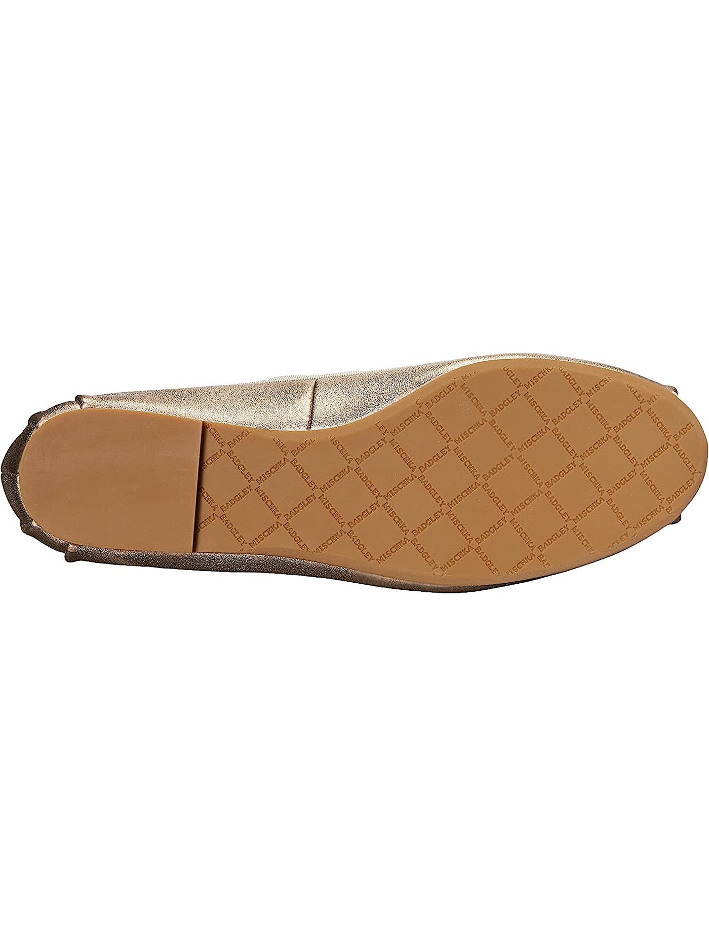 BADGLEY MISCHKA Womens Beige Rhinestone Cushioned Karter Round Toe Block Heel Lace-Up Leather Ballet Flats