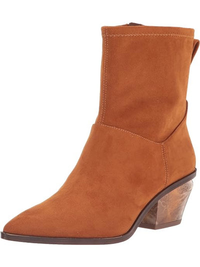 FRANCO SARTO Womens Orange Comfort Sammi Pointed Toe Block Heel Zip-Up Dress Booties 8 M