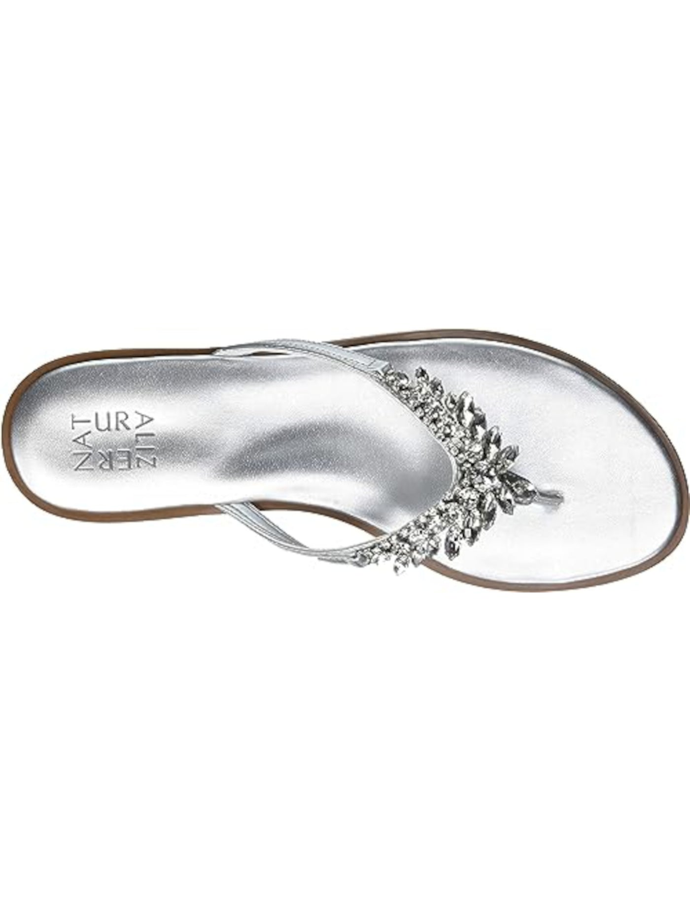 NATURALIZER Womens Silver Embellished Fallyn Round Toe Slip On Thong Sandals Shoes 6.5 M