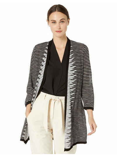 KASPER Womens Black Printed Open Cardigan Top S