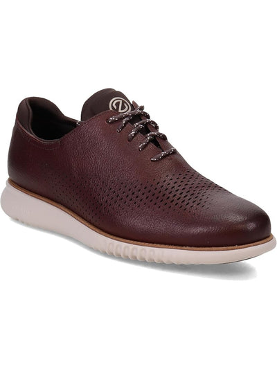 COLE HAAN Mens Burgundy Laser Cut Upper Padded Treaded Wingtip Toe Wedge Lace-Up Leather Dress Oxford Shoes 7 M