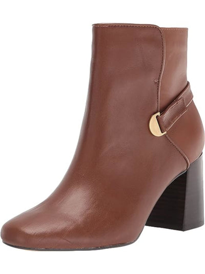 BELLA VITA Womens Brown Comfort Goring Siti Square Toe Block Heel Zip-Up Leather Booties 10 WW