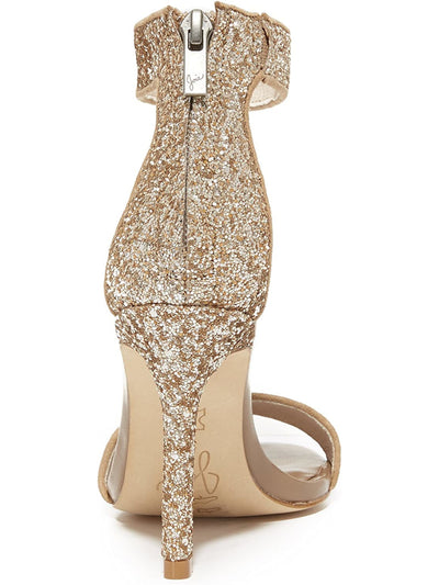 JOIE Womens Gravel Beige Glitter Padded Goring Adriana Round Toe Stiletto Zip-Up Dress Heeled Sandal 41