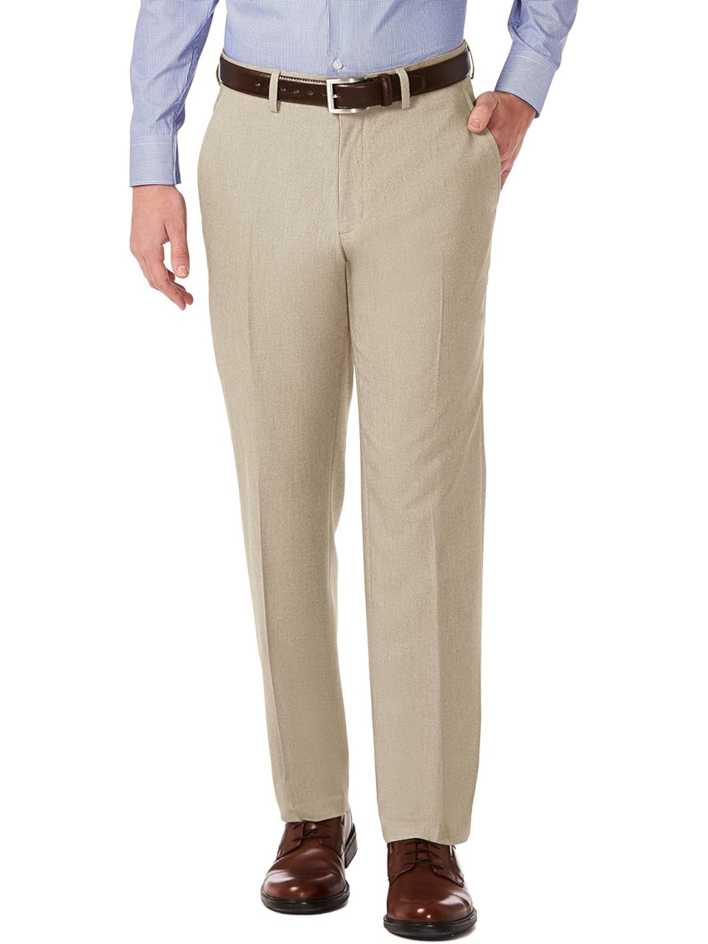 REACTION KENNETH COLE Mens Beige Flat Front, Tapered, Slim Fit Pants 32 X 32