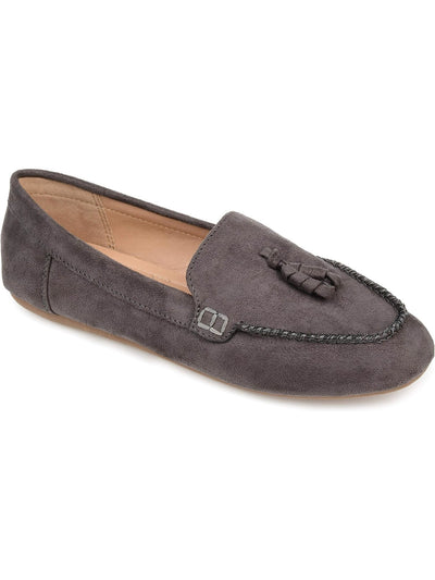 JOURNEE COLLECTION Womens Gray Comfort Tasseled Meredith Round Toe Slip On Moccasins Shoes 9.5