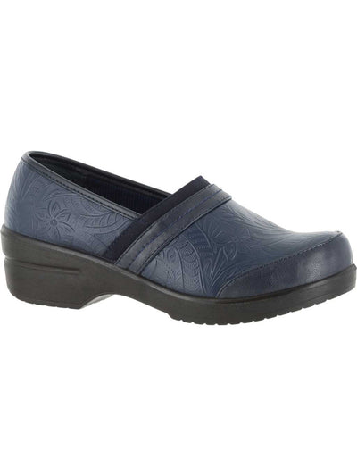 EASY STREET Womens Navy 1/2" Platform Stretch Gore Padded Comfort Origin Round Toe Wedge Slip On Clogs Shoes 7 M