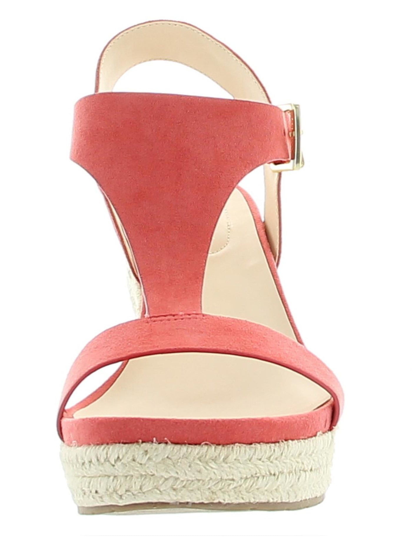 REACTION KENNETH COLE Womens Coral 0.5" Platform Padded Comfort Breathable T-Strap Moisture Wicking Card Round Toe Wedge Buckle Espadrille Shoes M