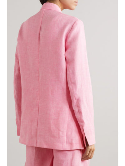 REMAIN Womens Pink Lined Asymmetric Button Closure Slit C Wear To Work Blazer Jacket 4