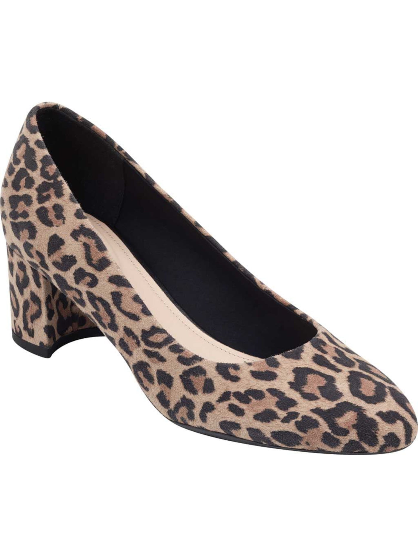 EVOLVE Womens Beige Leopard Print Traction Comfort Cushioned Robin Almond Toe Block Heel Slip On Leather Dress Pumps 7.5 M