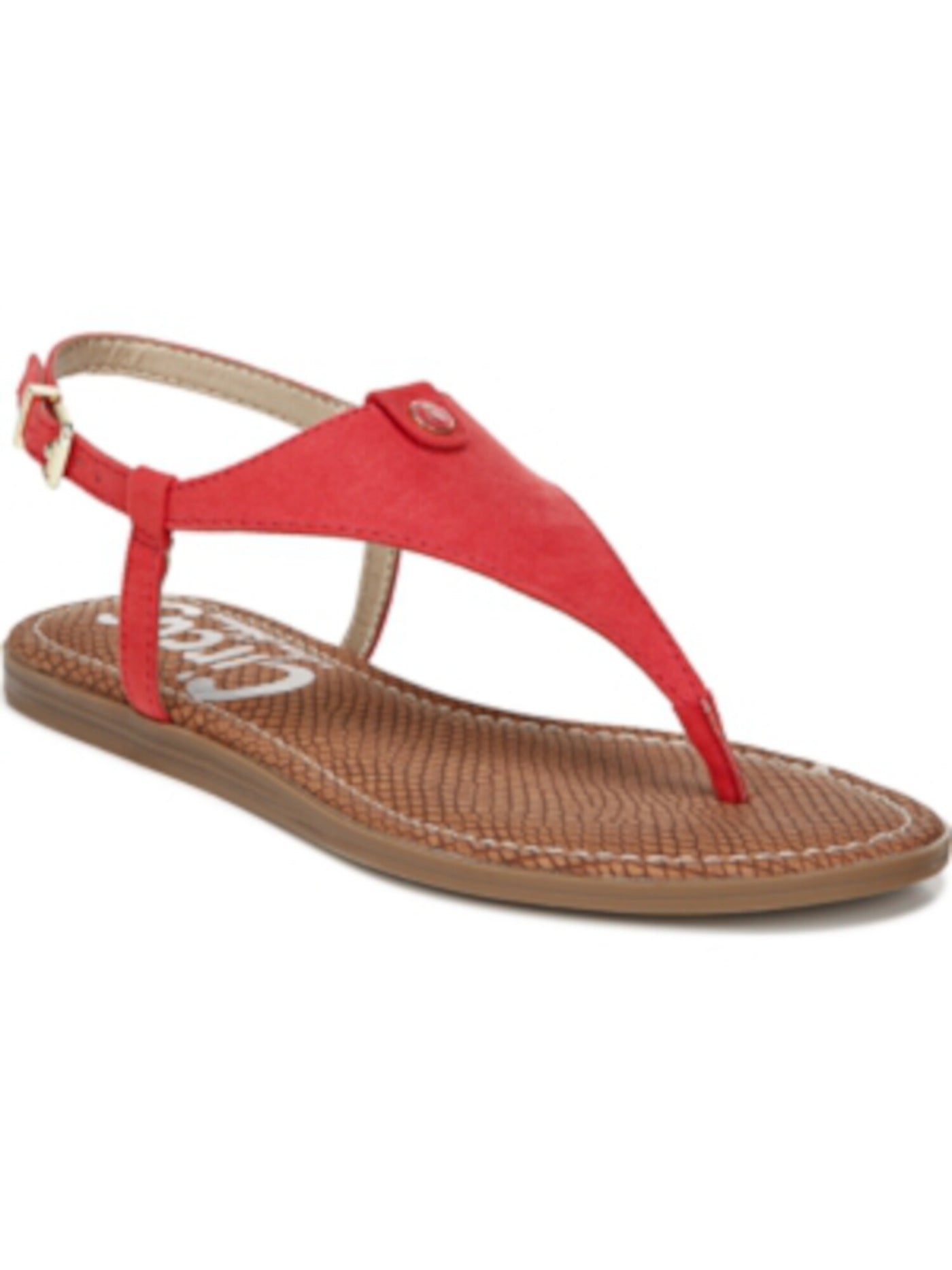 CIRCUS BY SAM EDELMAN Womens Coral Logo Adjustable Carolina Wedge Buckle Thong Sandals 9.5 M