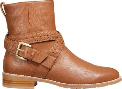 JACK ROGERS Womens Brown Moto Inspired Crisscross Straps Buckle Accent Eliza Round Toe Block Heel Zip-Up Booties 7 M