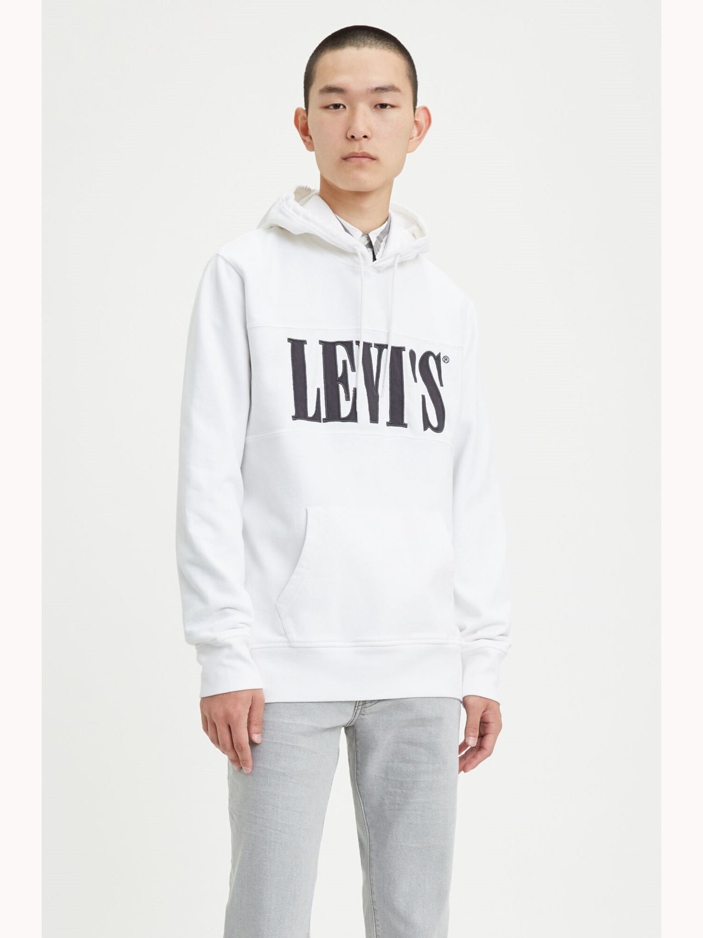 LEVI'S Mens White Logo Graphic Hooded Jacket M