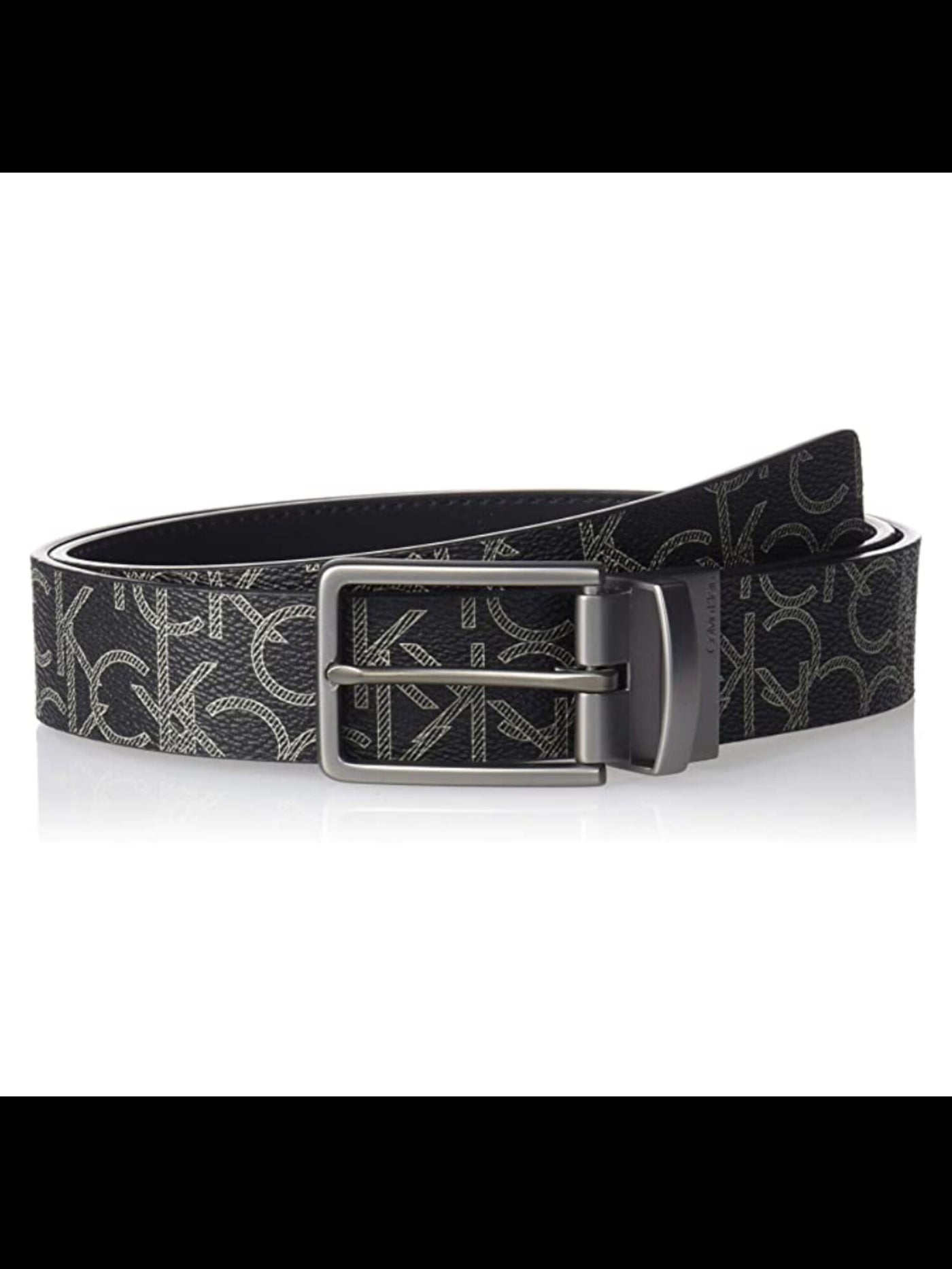 CALVIN KLEIN Mens Black Ck Logo Reversible Leather Casual Belt 44