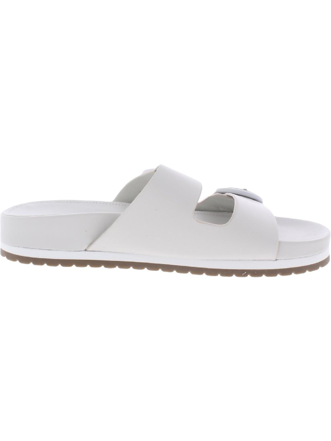 MARC FISHER Womens White Double Strap Keena Round Toe Slip On Sandals 9.5 M