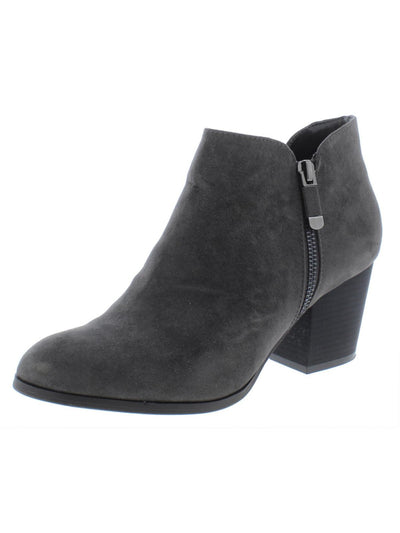 STYLE & COMPANY Womens Gray Notched At Sides Cushioned Zipper Accent Masrinaa Round Toe Block Heel Zip-Up Booties 11 M