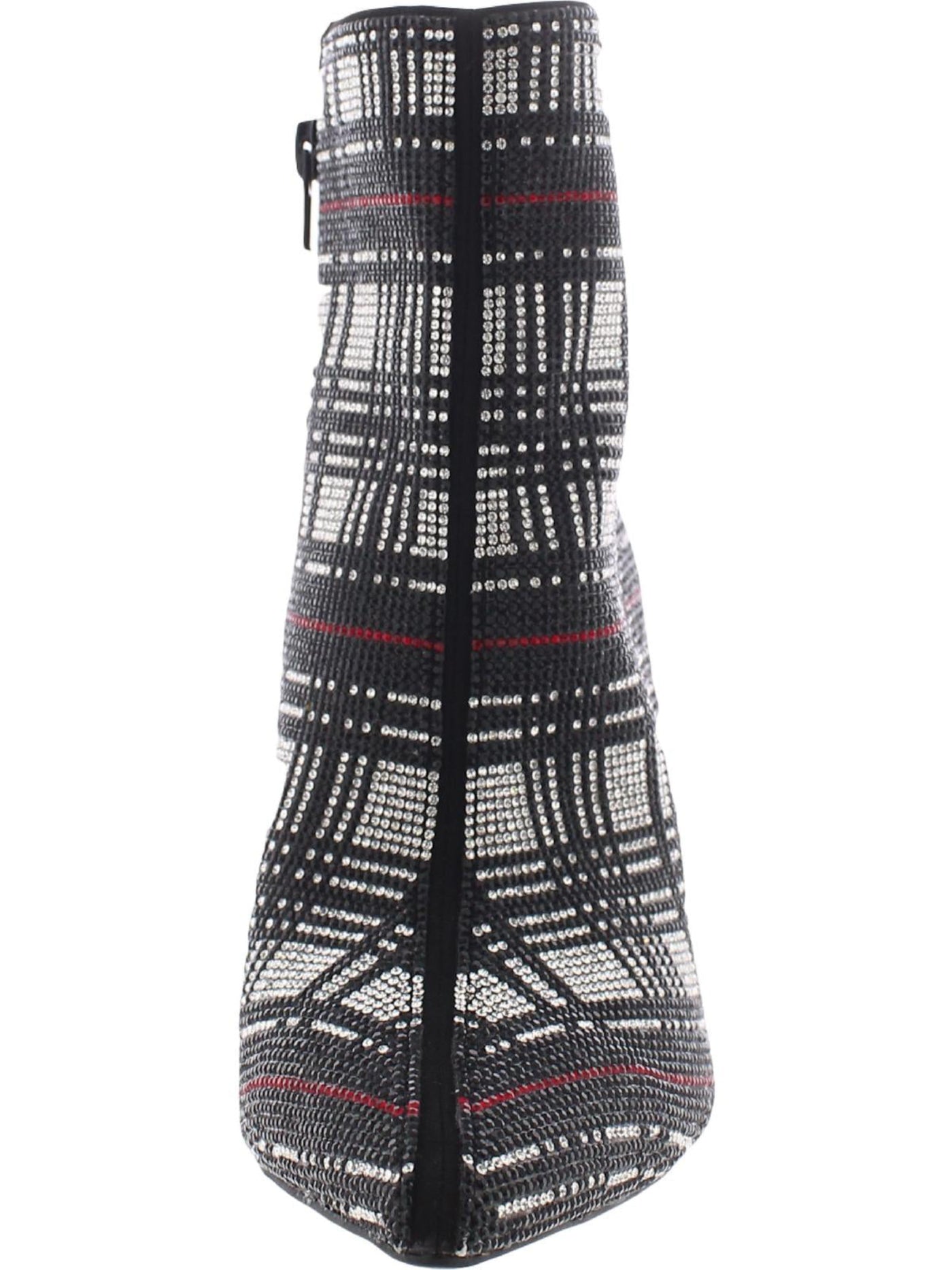 INC Womens Black Plaid Rhinestone Comfort Reisa Pointed Toe Stiletto Zip-Up Dress Booties 5.5 M