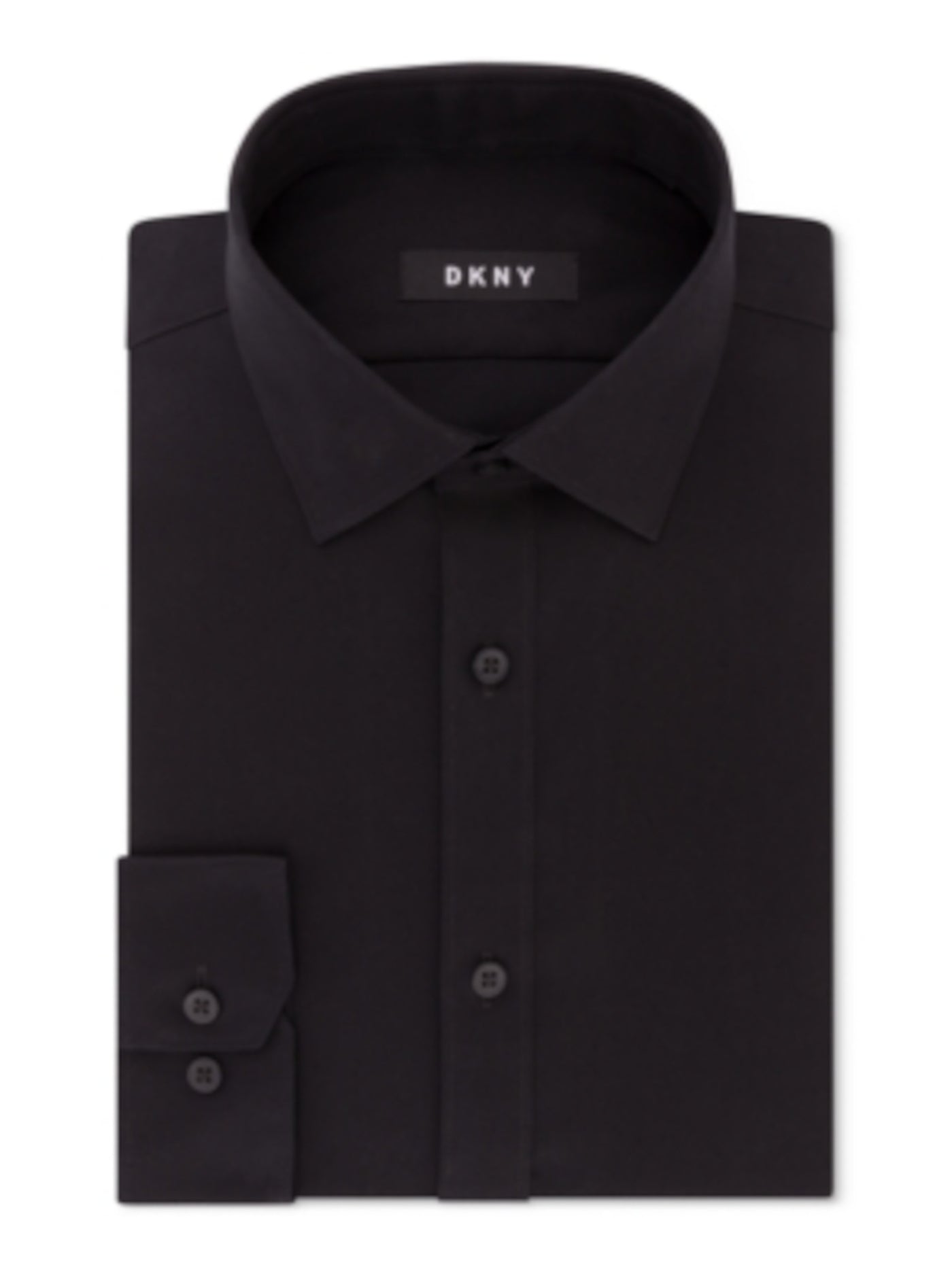 DKNY Mens Black Collared Slim Fit Cotton Dress Shirt 15.5- 34\35