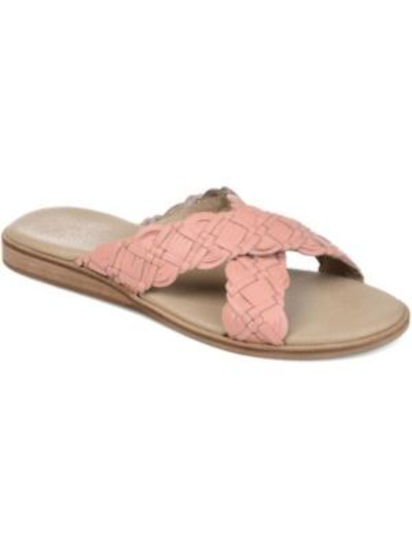JOURNEE COLLECTION Womens Pink Braided Crisscross Straps Cushioned Bryson Round Toe Slip On Sandals Shoes 7.5