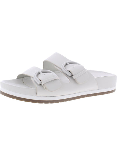 MARC FISHER Womens White Double Strap Keena Round Toe Slip On Sandals 9.5 M