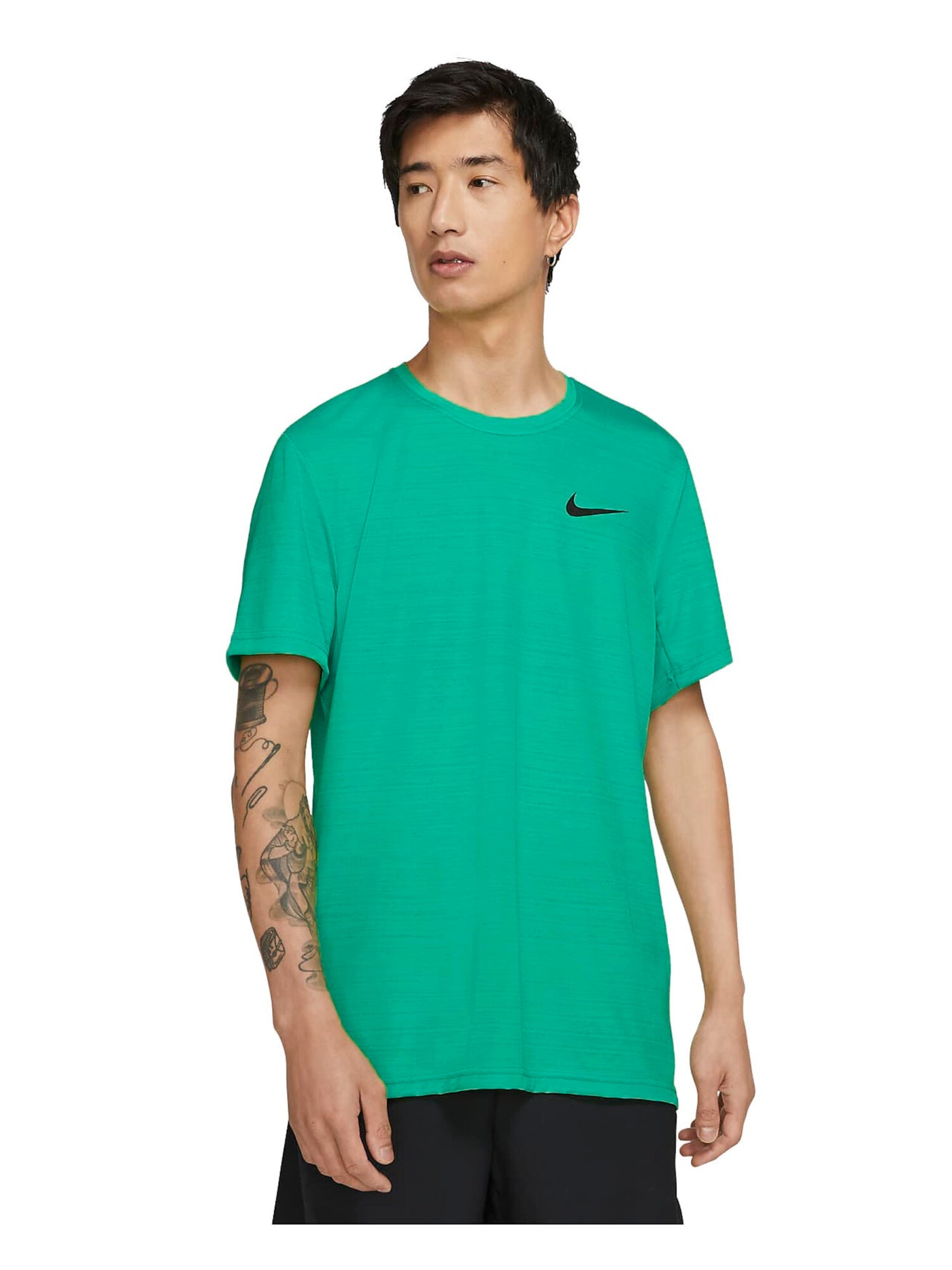 NIKE Mens Superset Breathe Green Lightweight, Logo Graphic Classic Fit Moisture Wicking T-Shirt S