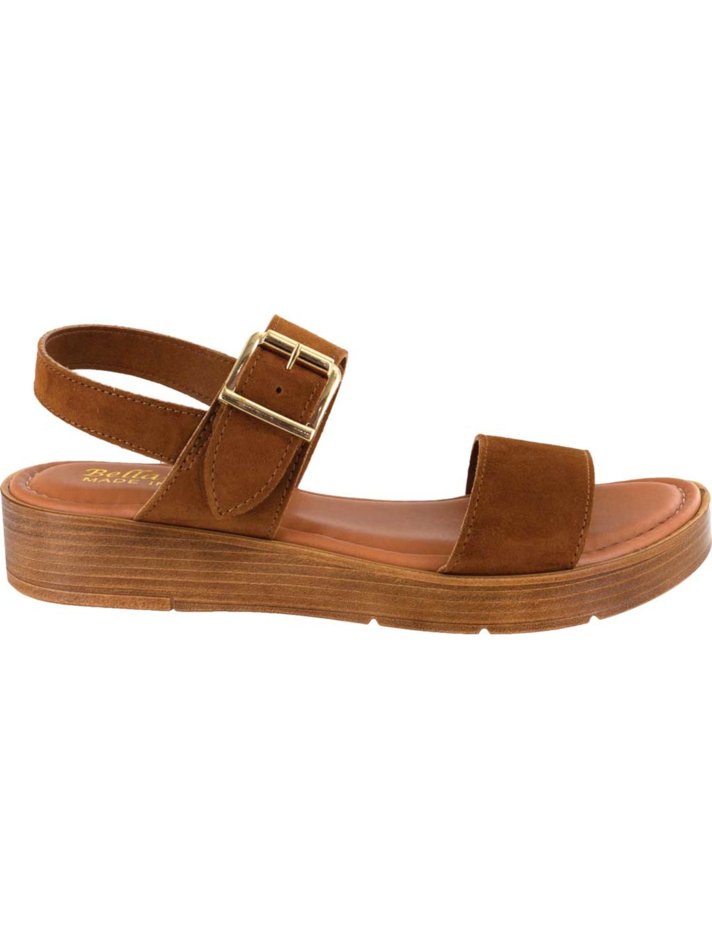 BELLA VITA Womens Brown 1/2" Platform Adjustable Padded Comfort Tay-italy Round Toe Wedge Buckle Leather Slingback Sandal 12 W