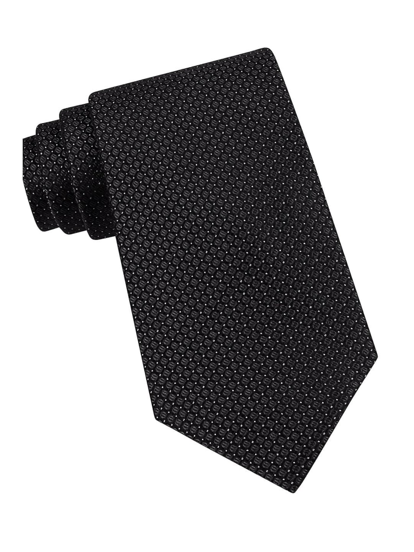CALVIN KLEIN Mens Black Micro Check Textured Slim Neck Tie