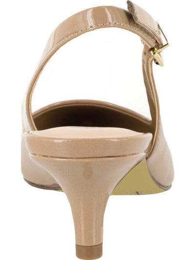 BELLA VITA Womens Beige Padded Scarlette Pointed Toe Kitten Heel Buckle Slingback 8.5 W