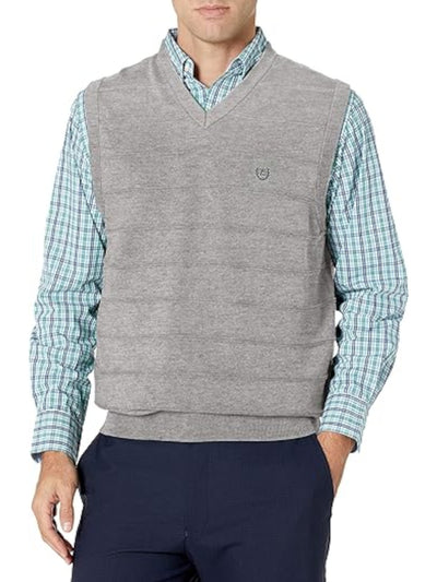 CHAPS Mens Gray Sleeveless V Neck Knit Sweater Vest M