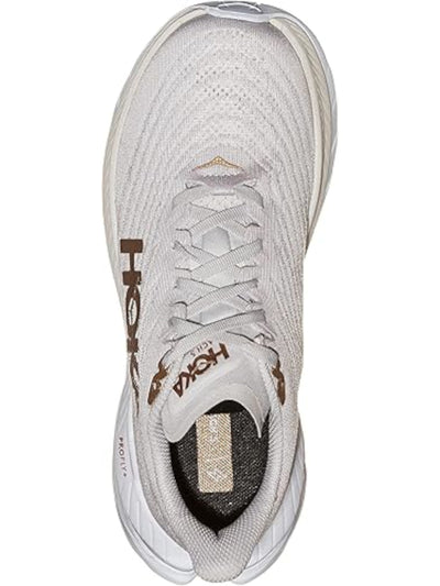 HOKA Womens White Mixed Media 1" Platform Breathable Logo Accent Treaded Padded Mach 5 Round Toe Wedge Lace-Up Sneakers Shoes 7.5 B