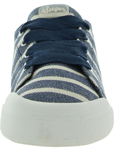 SUGAR Womens Navy Blue Striped Cushioned Festival Round Toe Lace-Up Athletic Sneakers Shoes 10 M