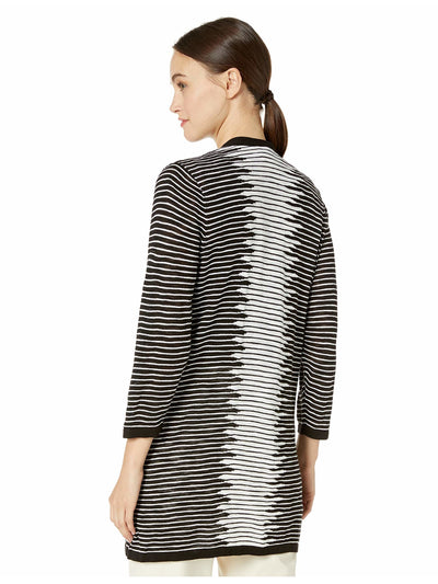 KASPER Womens Black Printed Open Cardigan Top S