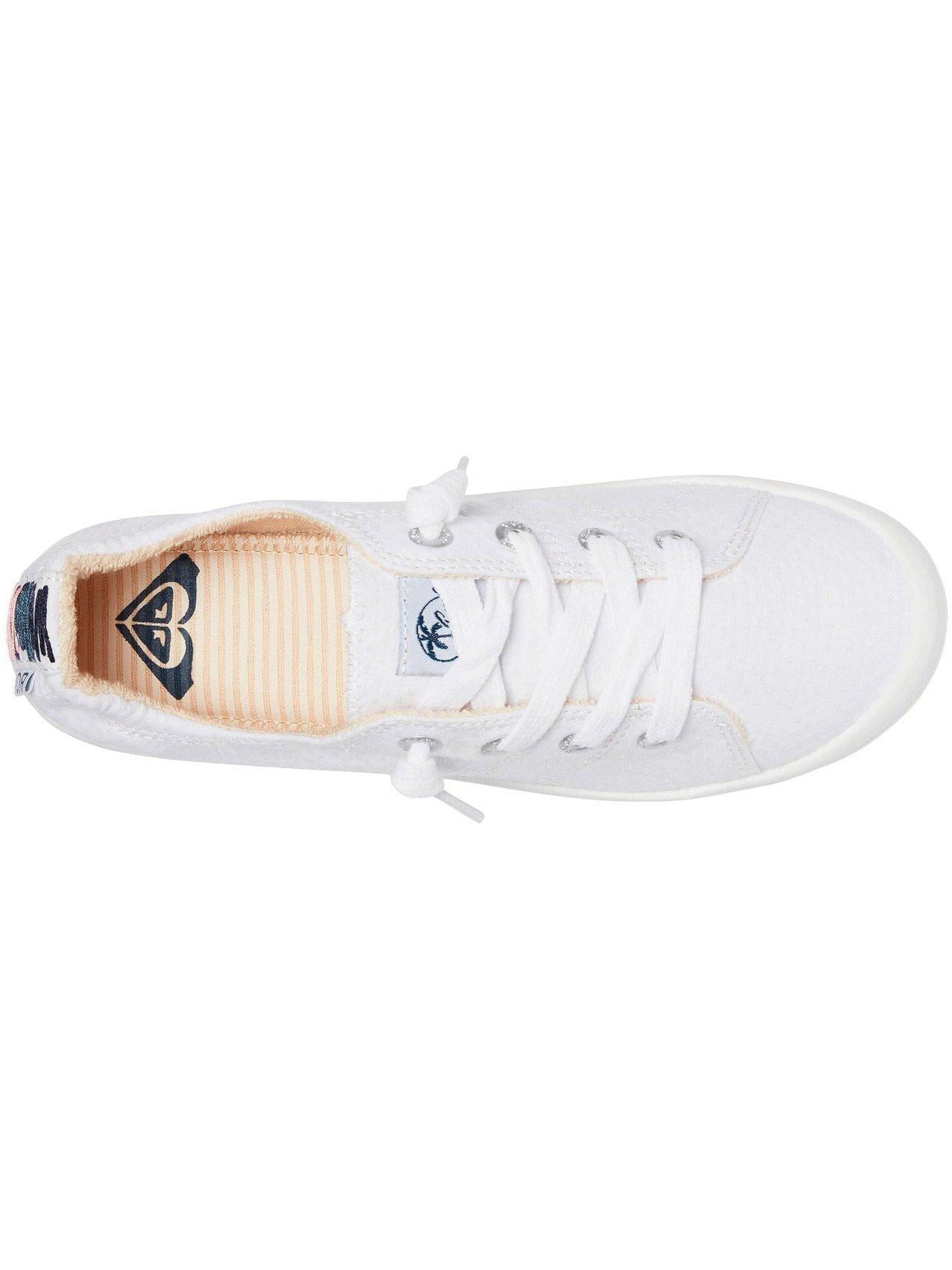 ROXY Womens White Knotted Laces Textured Arch Support Cushioned Bayshore Round Toe Slip On Sneakers Shoes 9 B